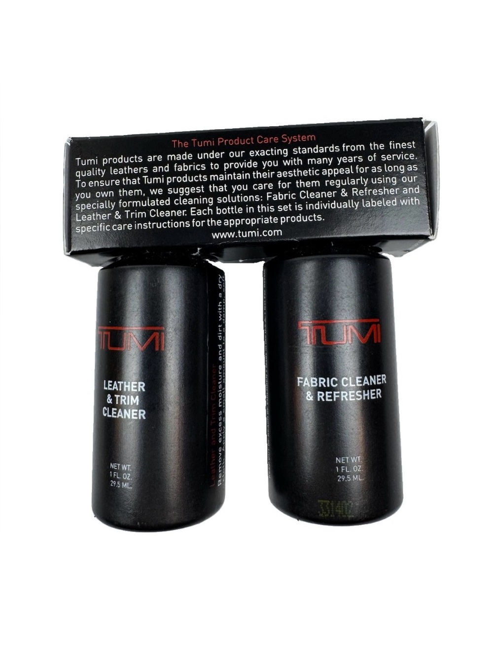 TUMI Leather & Fabric Care Kit Cleaner Refresher Luggage Bag Duo 1oz Travel Care